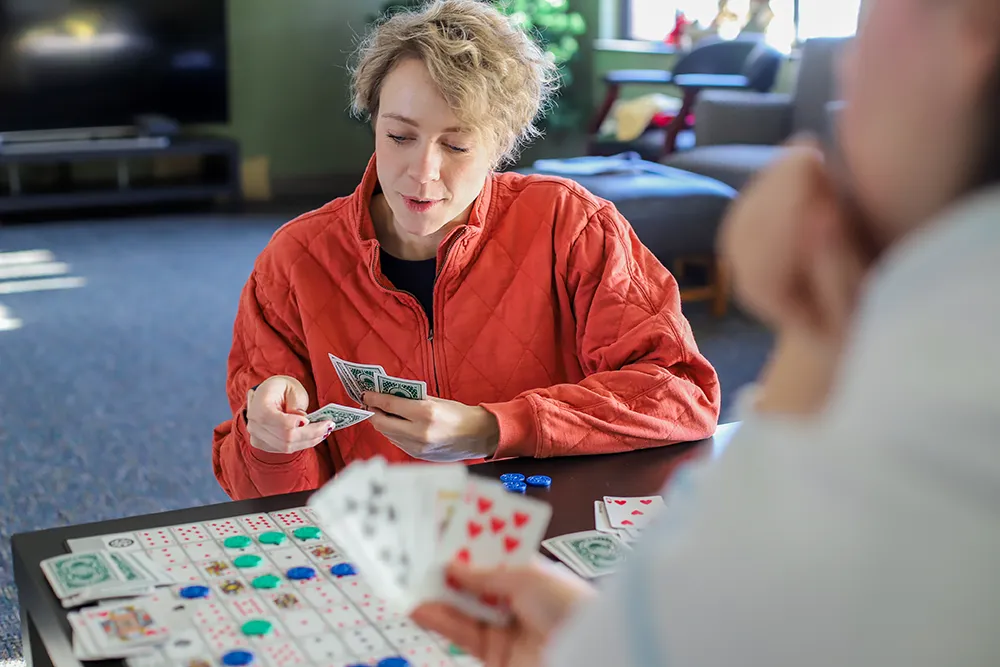 Woman playing cards