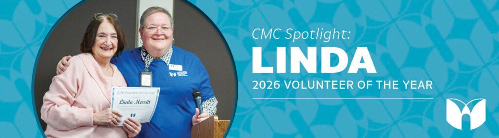 2026 Volunteer of the Year, Linda, accepting award